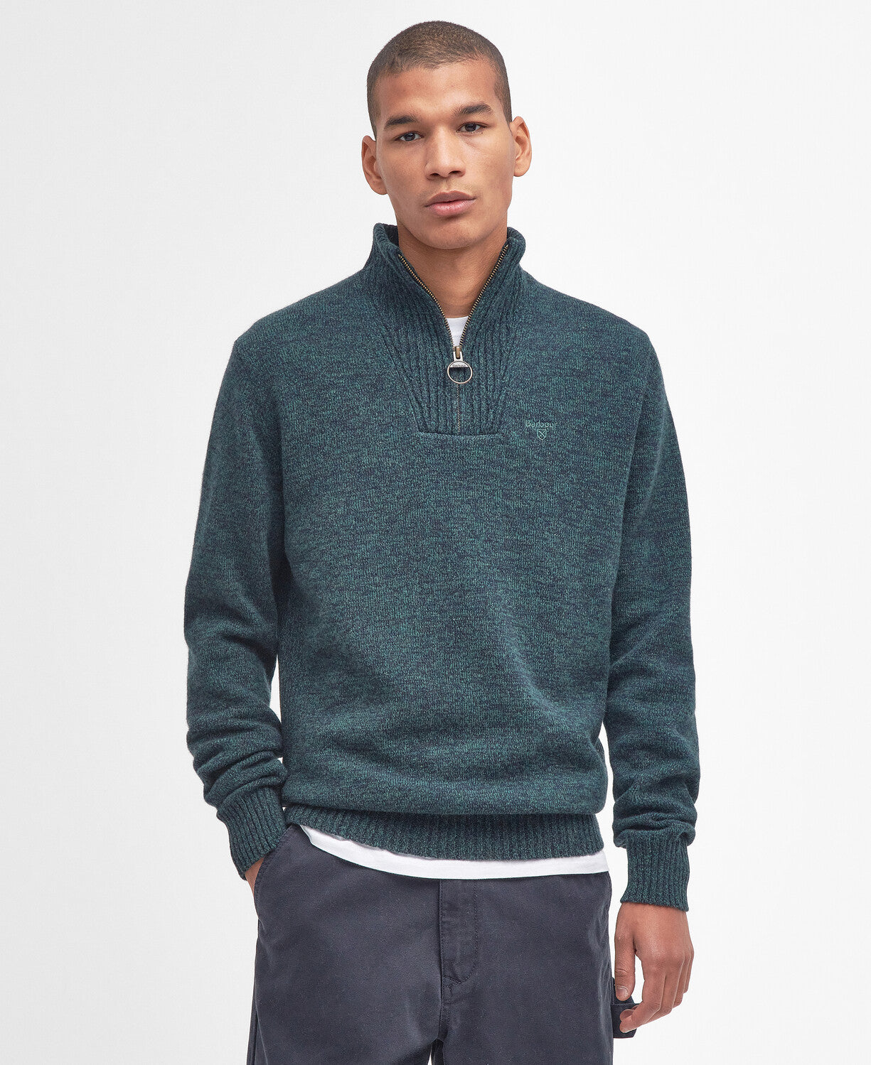 Barbour Essential Wool Half Zip Knit Diffney Menswear