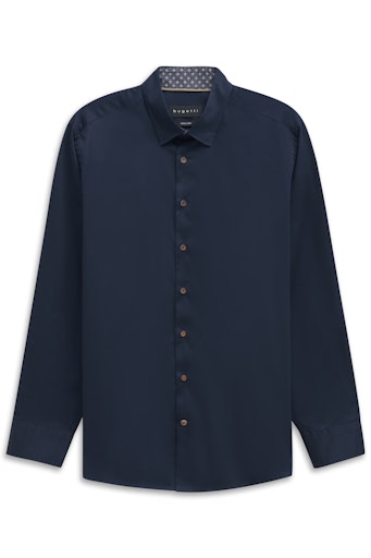 Bugatti Button Down Plain Shirt  - Navy