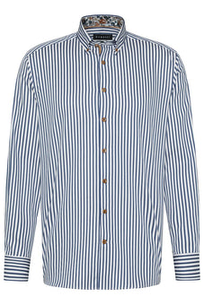 Bugatti Striped Cotton Shirt-Casual shirts-Bugatti-Navy-M-Diffney Menswear