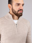 Diffney Chunky Wool Half Zip Sweater - Beige