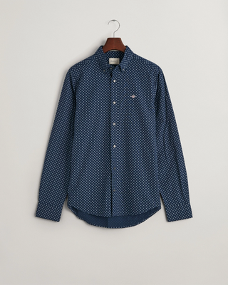 Gant Slim Fit Micro Print Shirt-Casual shirts-Gant-Marine-M-Diffney Menswear