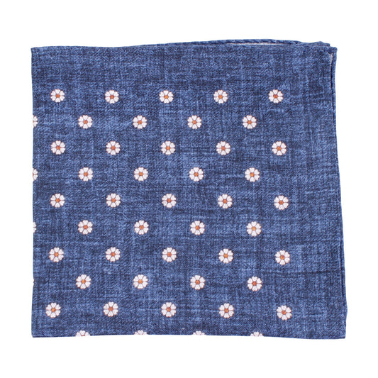 Amanda Christensen Flower Print Pocket Square-Pocket Squares-Amanda Christensen-Navy-One-Diffney Menswear