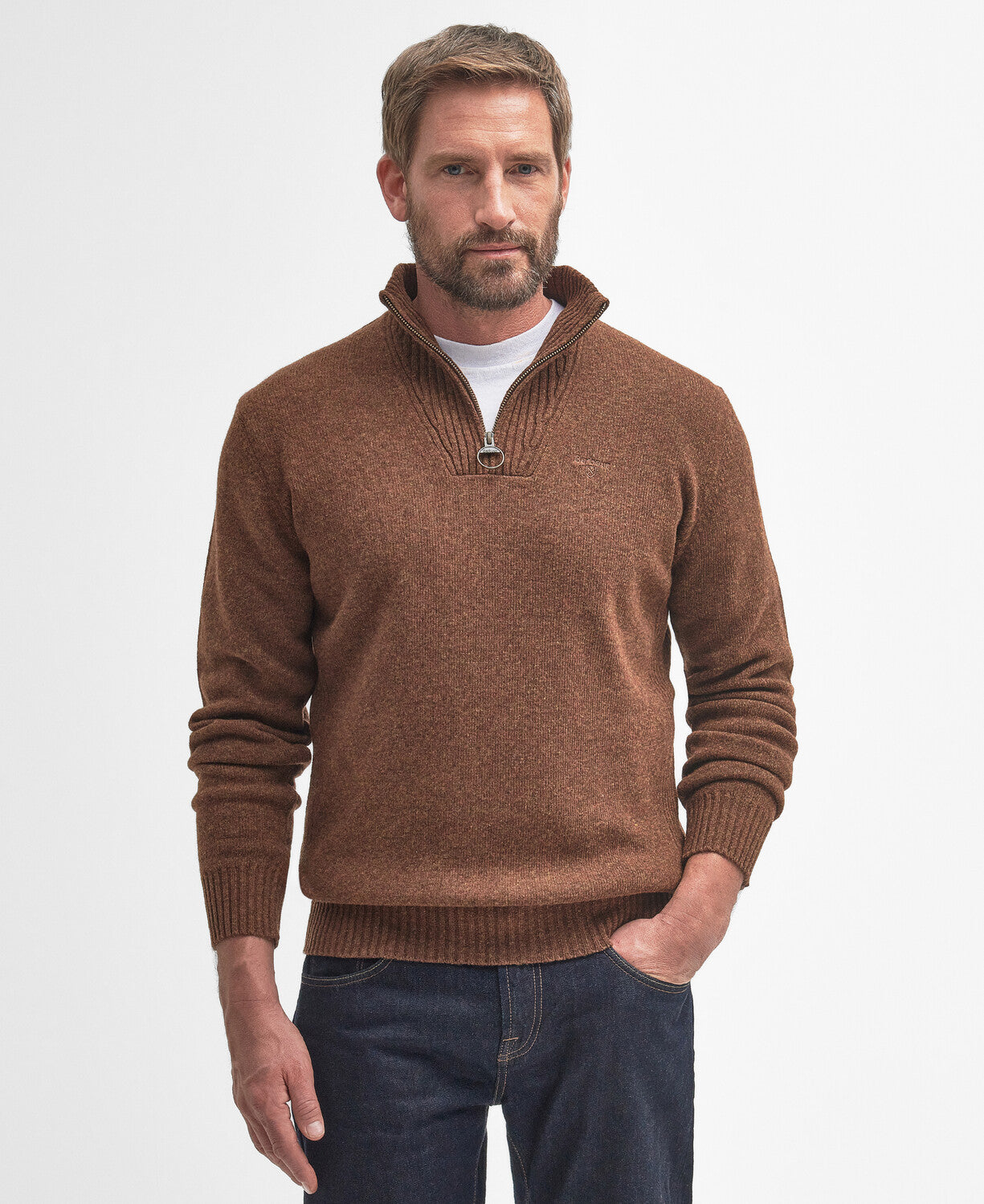 Barbour half zip lambswool jumper sale