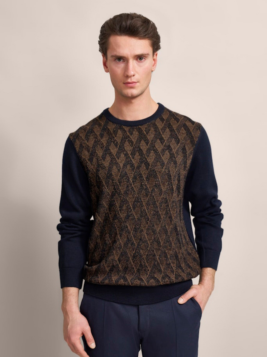 Bugatti Argyle Pattern Crew Neck Sweater