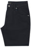 Navy pants with a visible brand label on a white background