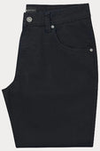 Navy pants with a visible brand label on a white background
