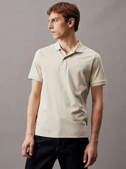 Calvin Klein Slim Smooth Cotton Polo Shirt-Tops-Calvin Klein-Stone Beige-S-Diffney Menswear
