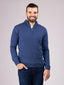 Diffney Half Zip Merino Wool Mix Sweater - Blue