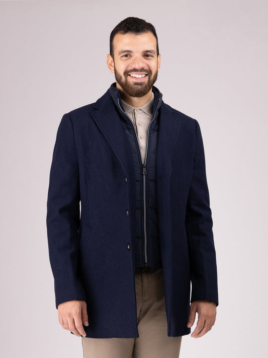 Diffney Navy Wool Rich Overcoat