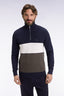 Eden Park Brown And Navy Cotton Trucker Collar Sweater With Stripe Effect