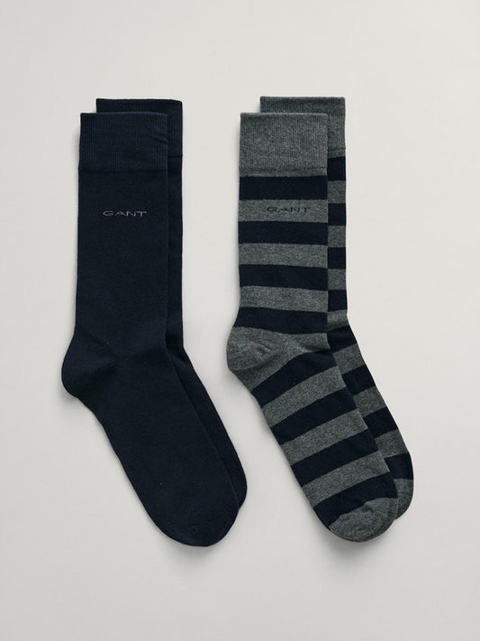 Gant 2-Pack Barstriped & Solid Socks