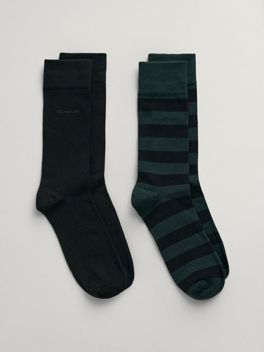 Gant 2-Pack Barstriped & Solid Socks