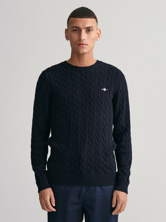 Gant Cotton Cable Knit Crew Neck Sweater