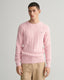 Gant Cotton Cable Knit Crew Neck Sweater-Knitwear-Gant-Pink-M-Diffney Menswear