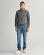 Gant Cotton Piqué Half-Zip Sweater-Knitwear-Gant-Navy-S-Diffney Menswear