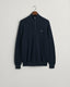 Gant Cotton Piqué Half-Zip Sweater-Knitwear-Gant-Navy-S-Diffney Menswear