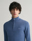 Gant Cotton Piqué Half-Zip Sweater-Knitwear-Gant-Navy-S-Diffney Menswear