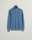 Gant Cotton Piqué Half-Zip Sweater-Knitwear-Gant-Navy-S-Diffney Menswear