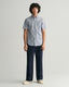 Gant Regular Fit Micro Checked Poplin Short Sleeve Shirt-Casual shirts-Gant-Blue-S-Diffney Menswear
