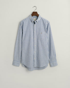 Gant Regular Fit Striped Cotton Linen Shirt-Casual shirts-Gant-Blue-M-Diffney Menswear