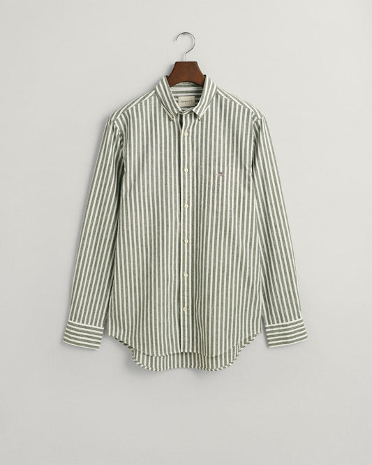 Gant Regular Fit Striped Cotton Linen Shirt-Casual shirts-Gant-Green-M-Diffney Menswear