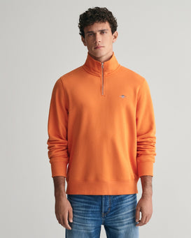Gant Shield Half-Zip Sweatshirt-Knitwear-Gant-Orange-S-Diffney Menswear