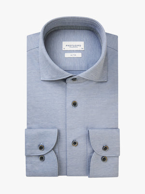 Profuomo Single Jersey Cotton Shirt-Casual shirts-Profuomo-Blue-S-Diffney Menswear