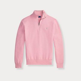 Ralph Lauren Mesh-Knit Cotton Quarter-Zip Sweater