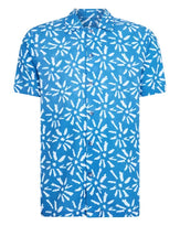 Remus Uomo Blue Tapered Short Sleeve Casual Shirt