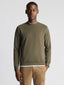 Remus Uomo Green Long Sleeve Casual Top 58811 crew sweatshirt no photos on blue