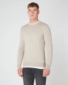 Remus Uomo Stone Long Sleeve Crew Neck Sweater