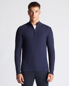 Remus Uomo Tapered Fit Cotton Half Zip Sweater