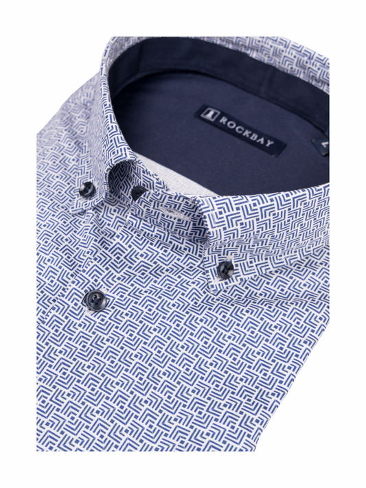 Rockbay Blue Graphic Print Button Down Shirt
