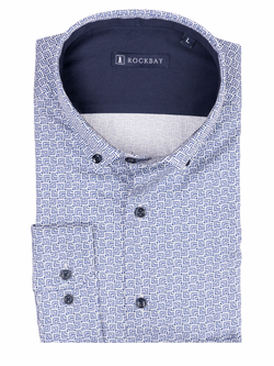 Rockbay Blue Graphic Print Button Down Shirt