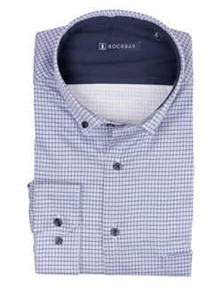 Rockbay Navy Diamond Print Button Down Shirt