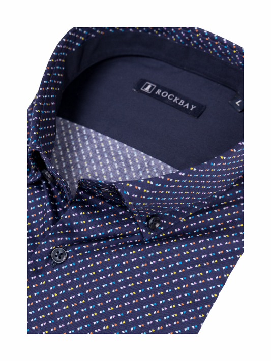 Rockbay Navy Pattern Button Down Shirt