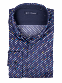 Rockbay Navy Pattern Button Down Shirt