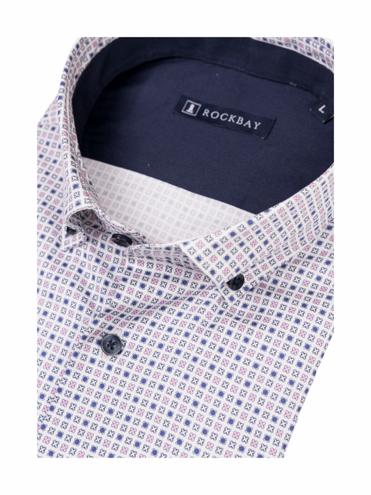 Rockbay Navy / Pink X Pattern Button Down Shirt