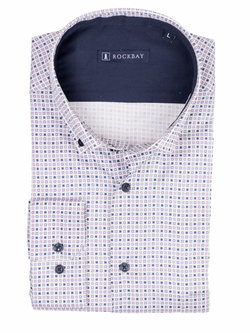 Rockbay Navy / Pink X Pattern Button Down Shirt