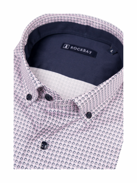 Rockbay Pink Diamond Pattern Button Down Shirt